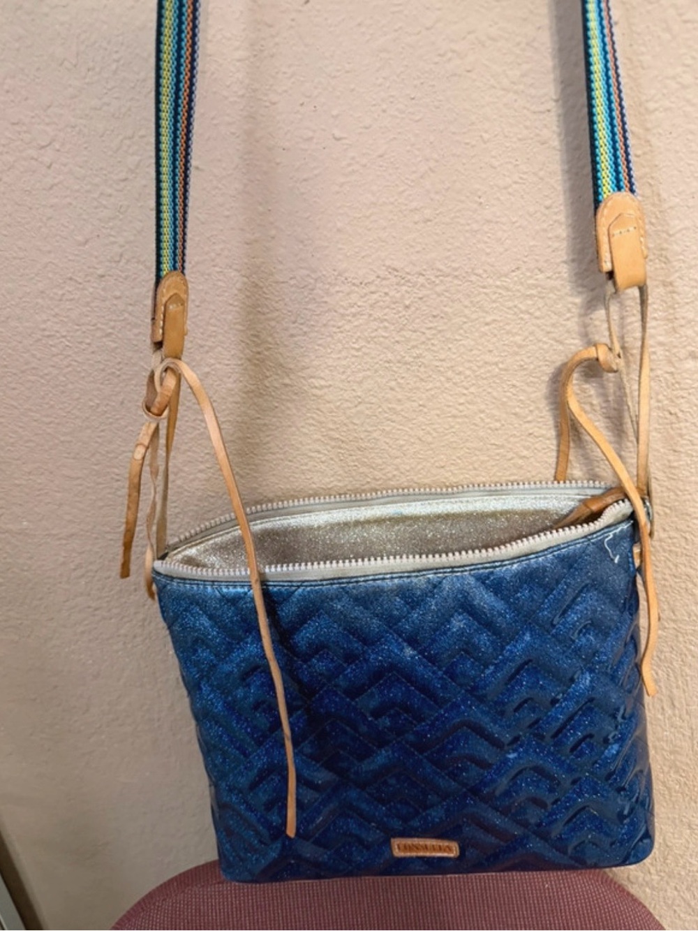 Consuela Navy Blue Crossbody Bag with Matching Phone Wristlet - Picture 6 of 14